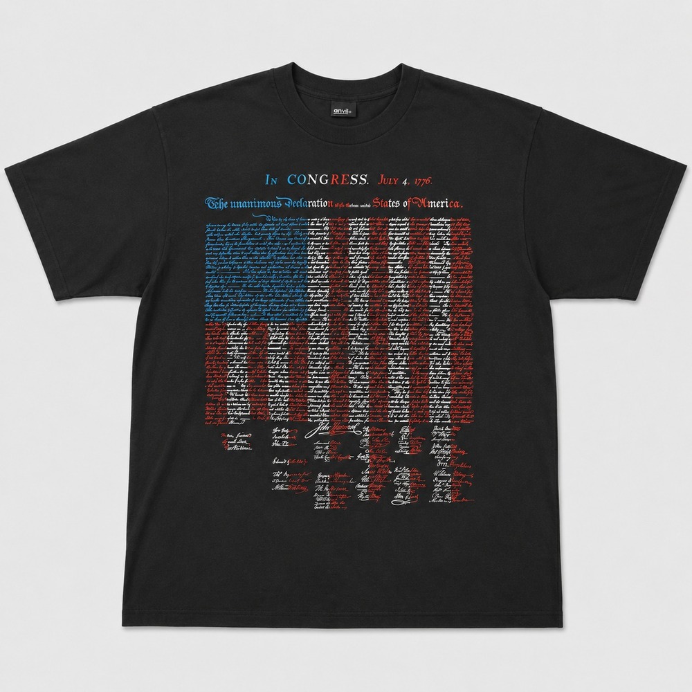 Vintage Screen Stars Best Mens XL Declaration Independence USA Flag T Shirt 80s